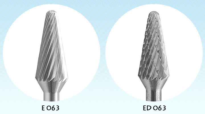 オナーロイ 超硬ロータリーカッター E063/ED063 3mm シャンク　ヘッド詳細